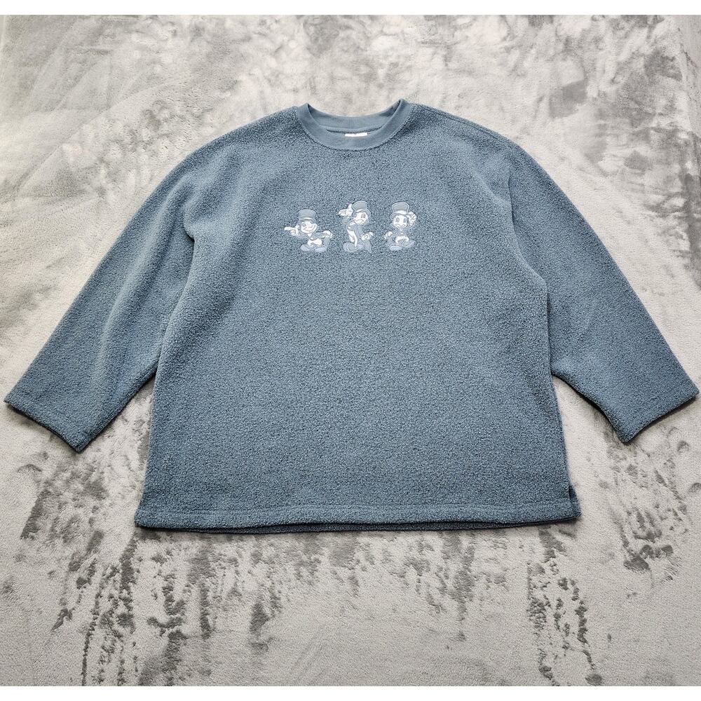Vintage Disney Store Sweater Womens XL Blue JIMINY CRICKET Crew Neck‎ Fleece